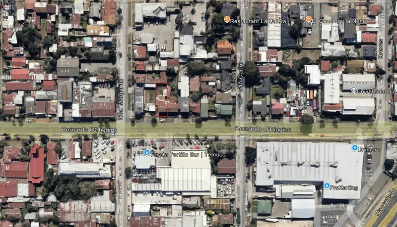 Ubicación satelital referencial del terreno en Av. O'Higgins